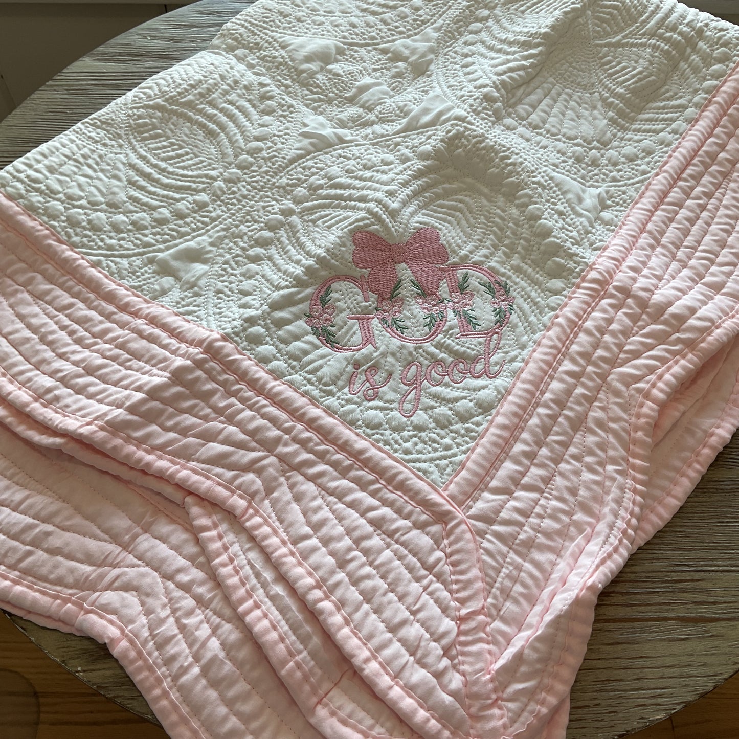 Baby Quilt - Pink God is Good