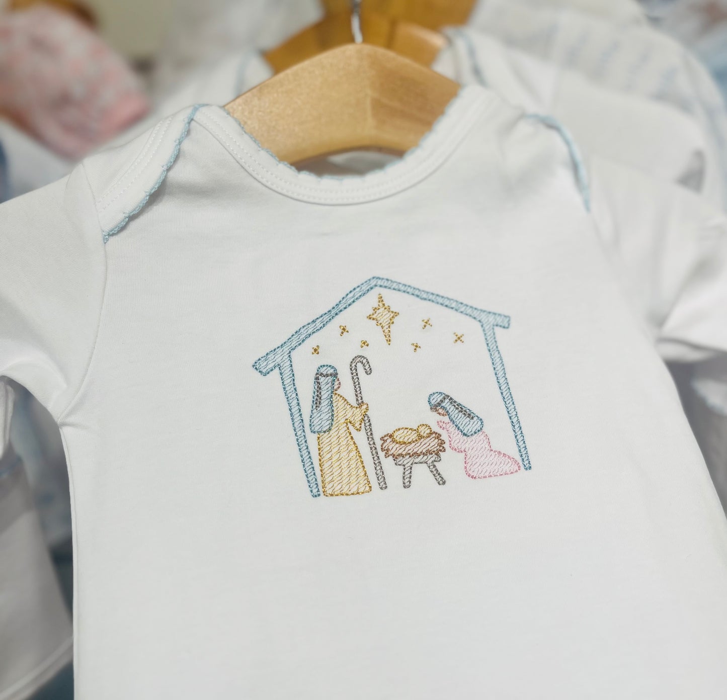 Nativity Embroidered Gown - Blue
