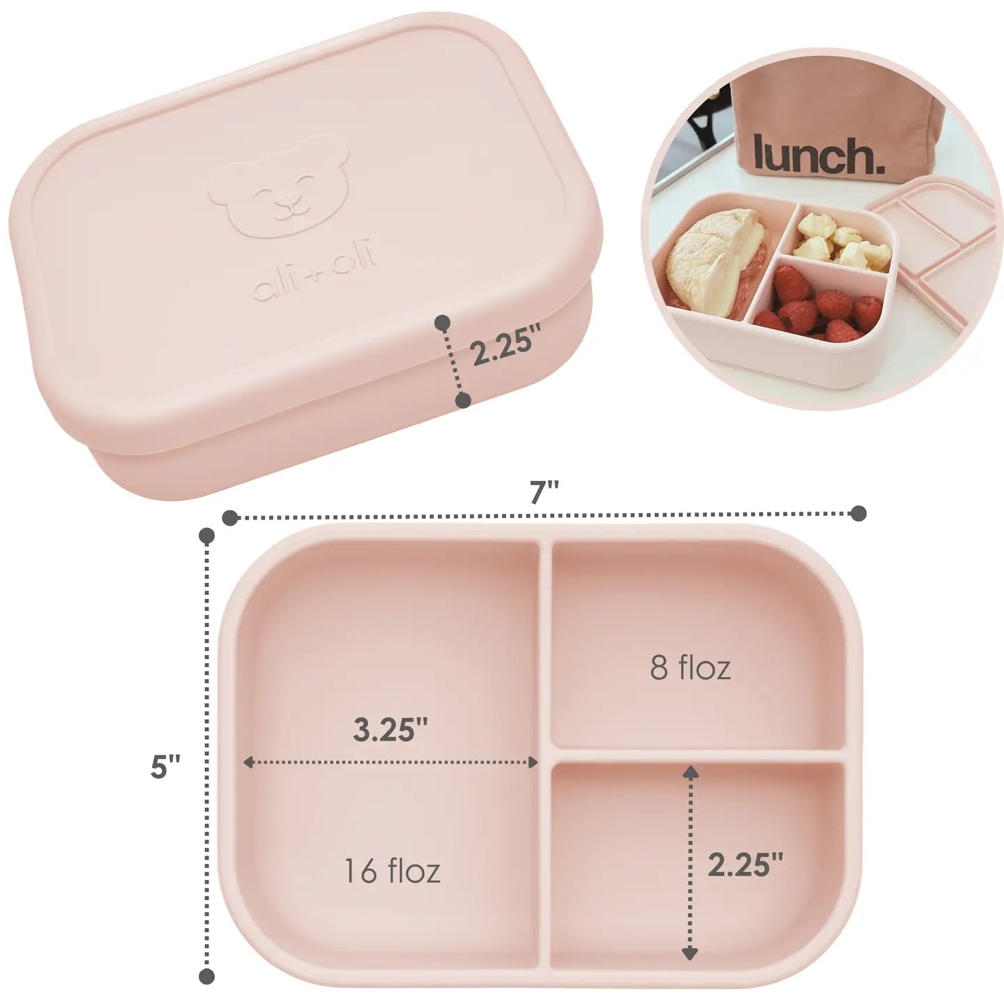 Ali+Oli Leakproof Silicone Bento Box (Blush)