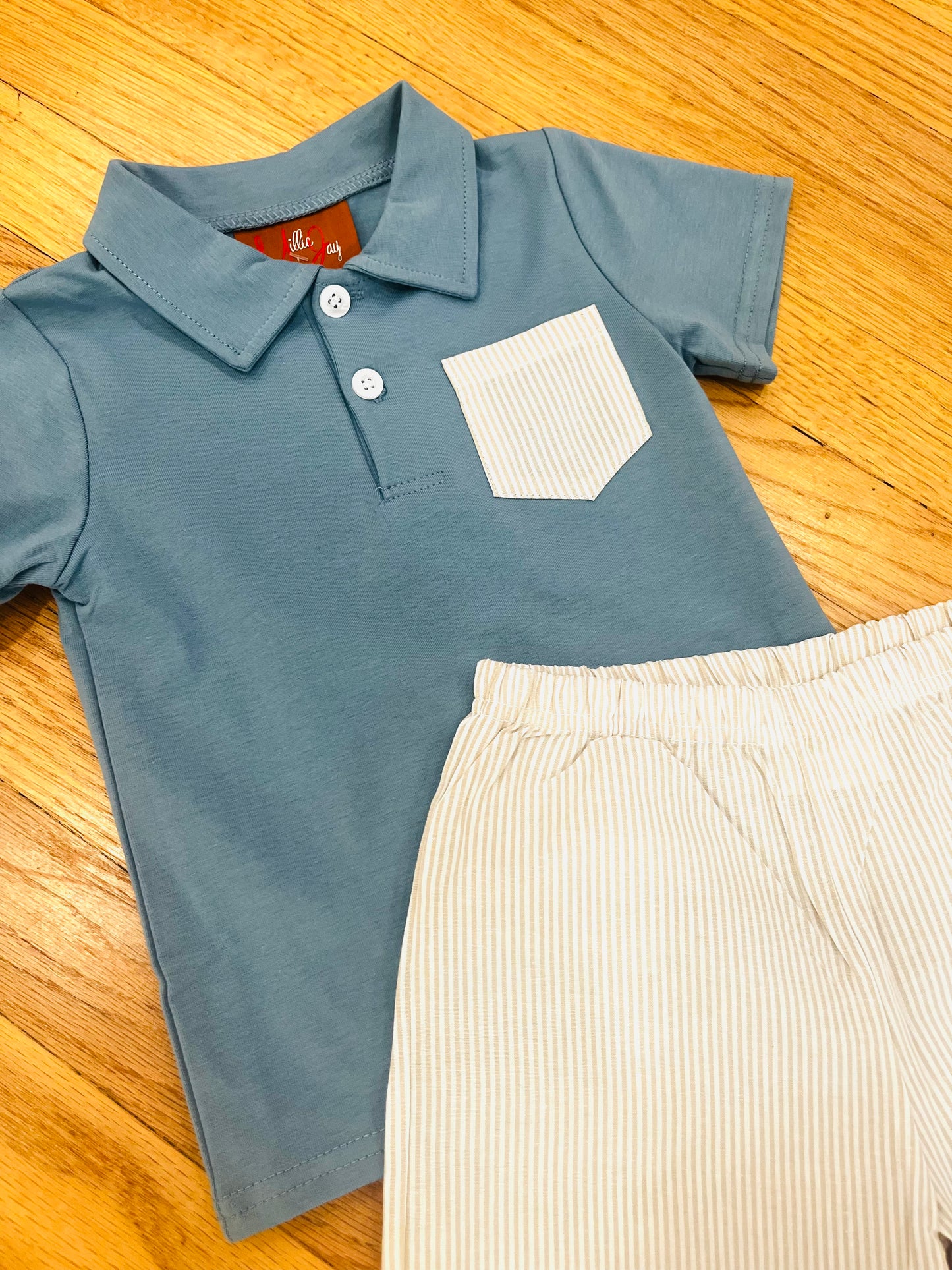 Blue & Khaki Myles Short Set