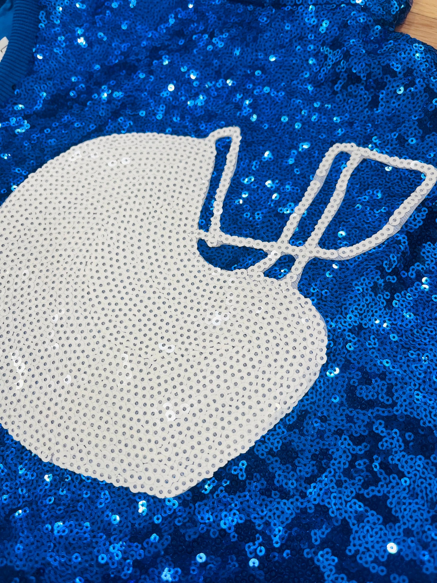 Royal/White Sequins Helmet Top