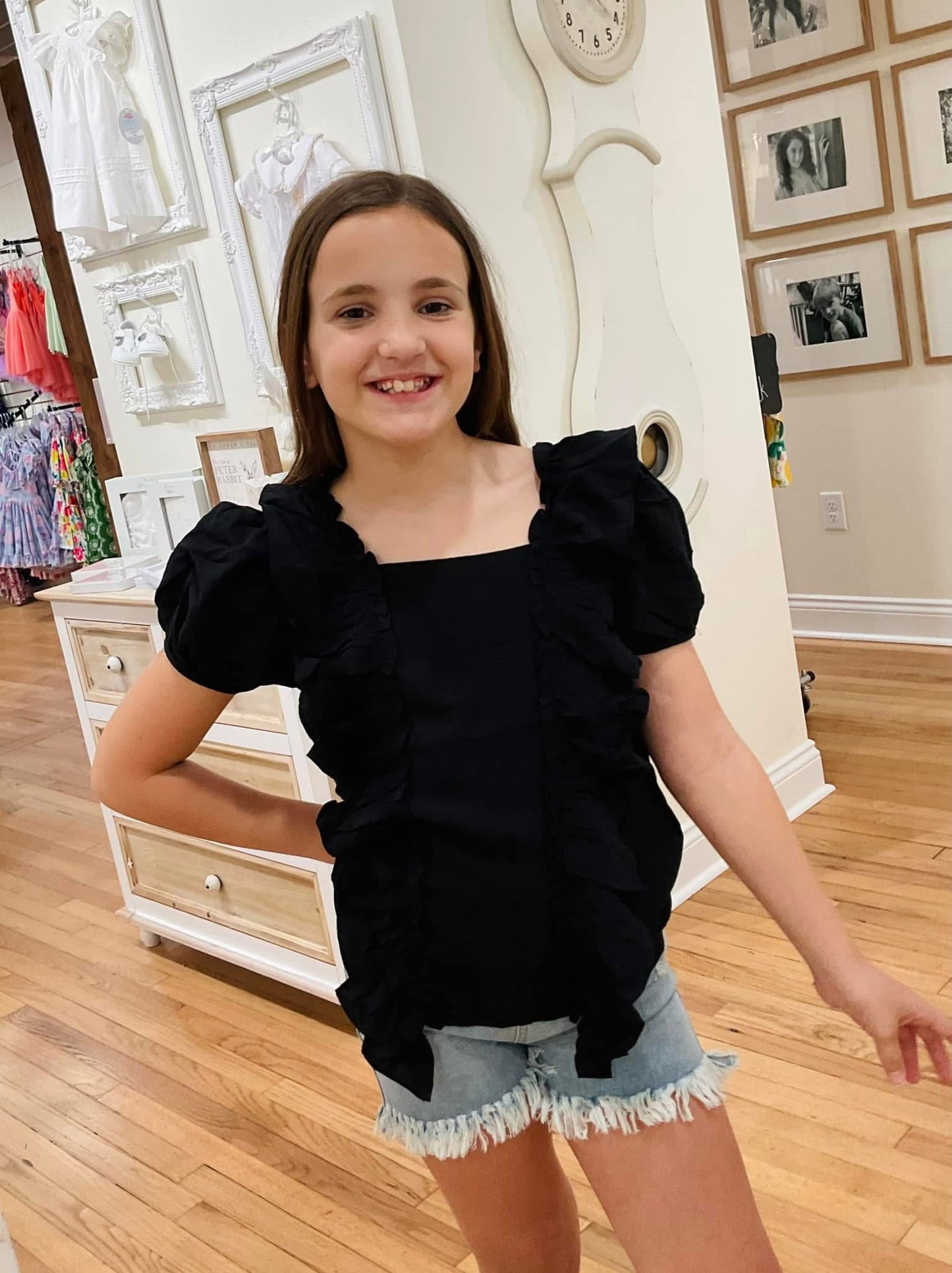 Black Ruffle Top