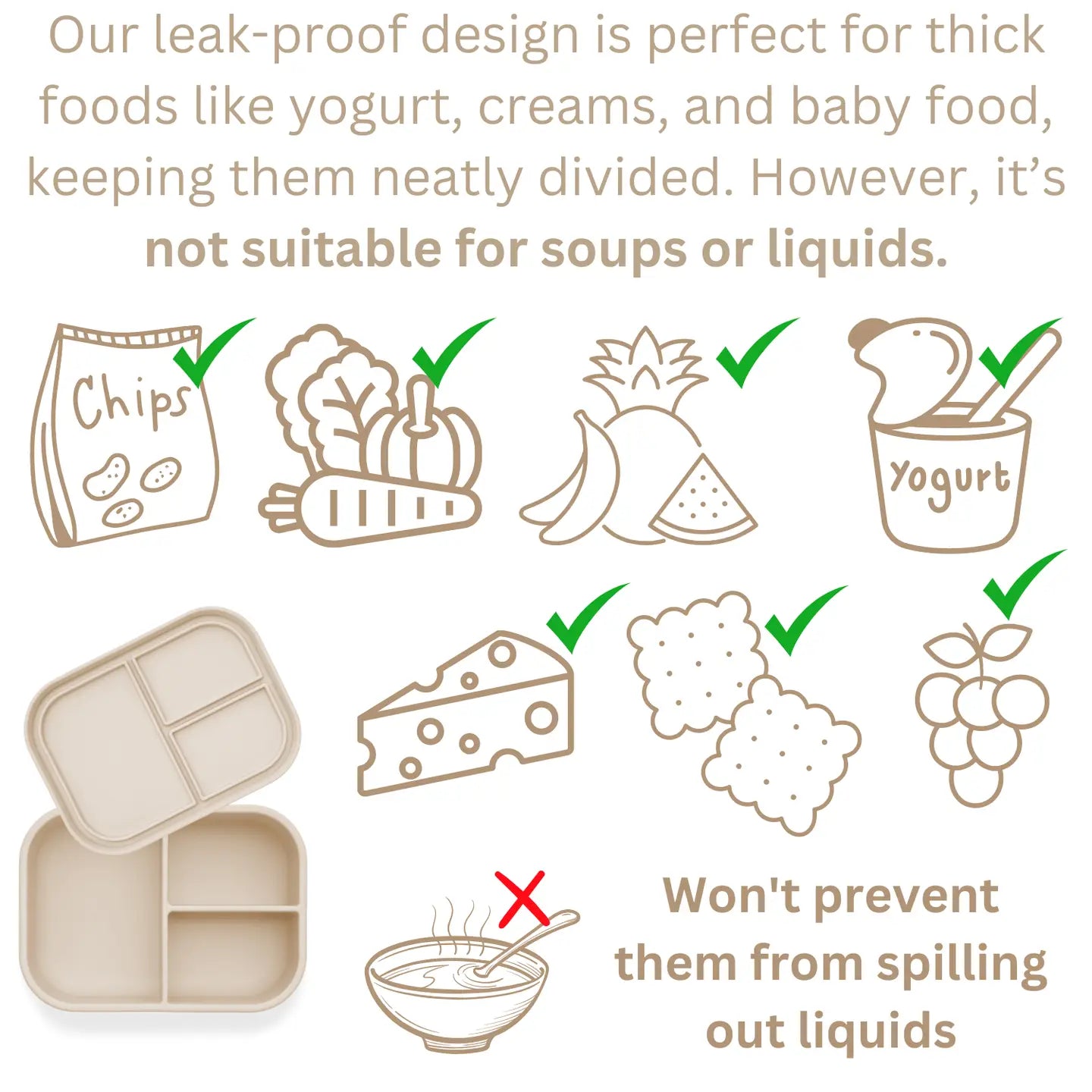 Ali+Oli Leakproof Silicone Bento Box (Coco)