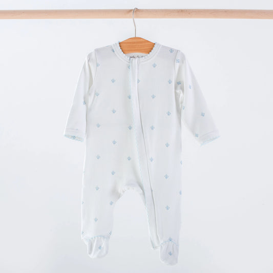 Fleur De Lis Footie Pajama - Blue