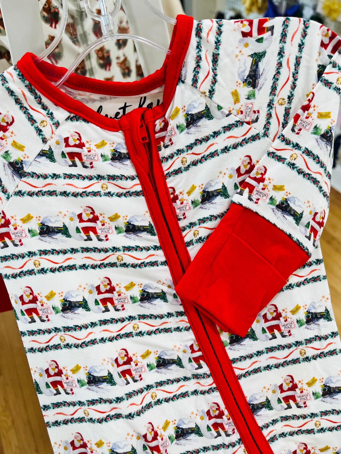 Bamboo Zipper Pajamas - Christmas Train
