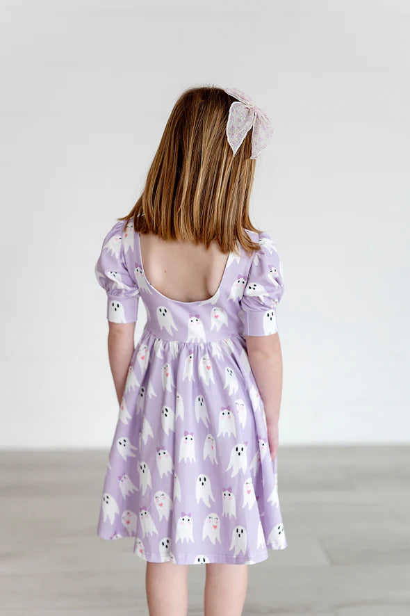 Puff Twirl Dress in Purple Girly Ghost