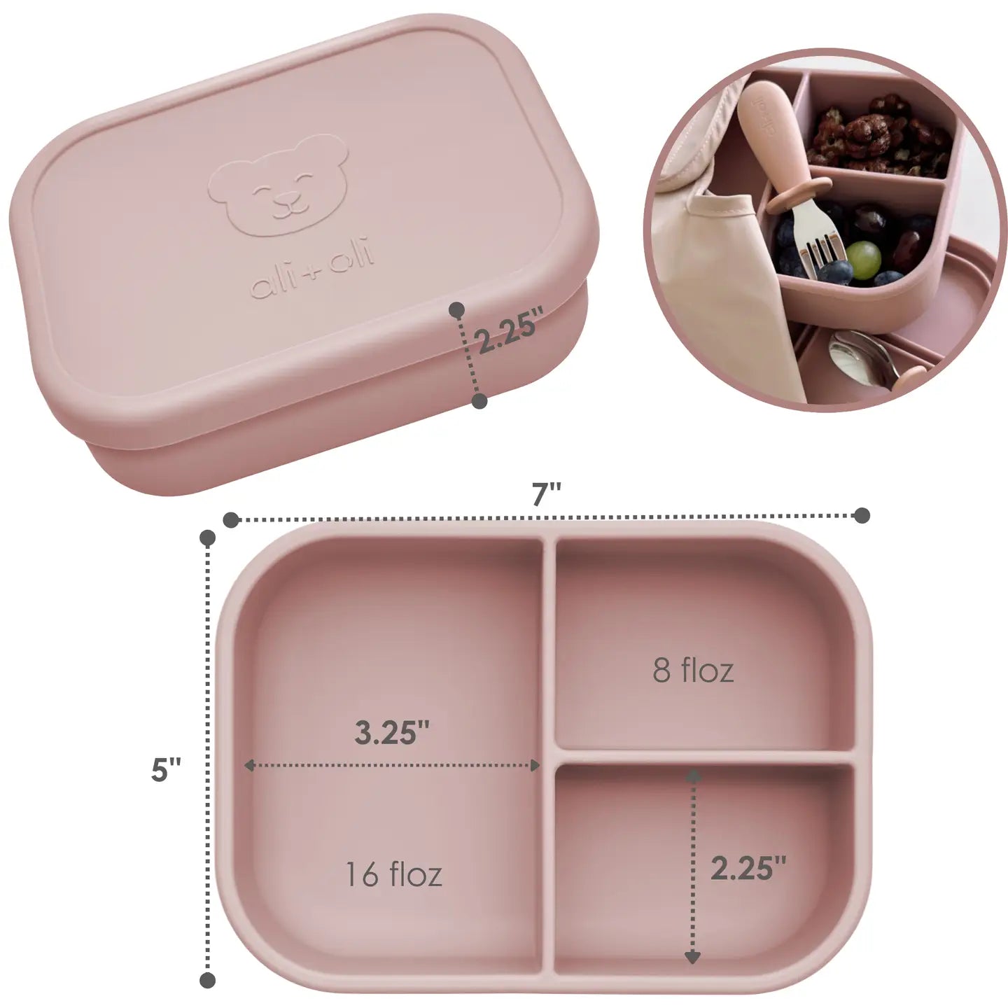 Ali+Oli Leakproof Silicone Bento Box (Rose)
