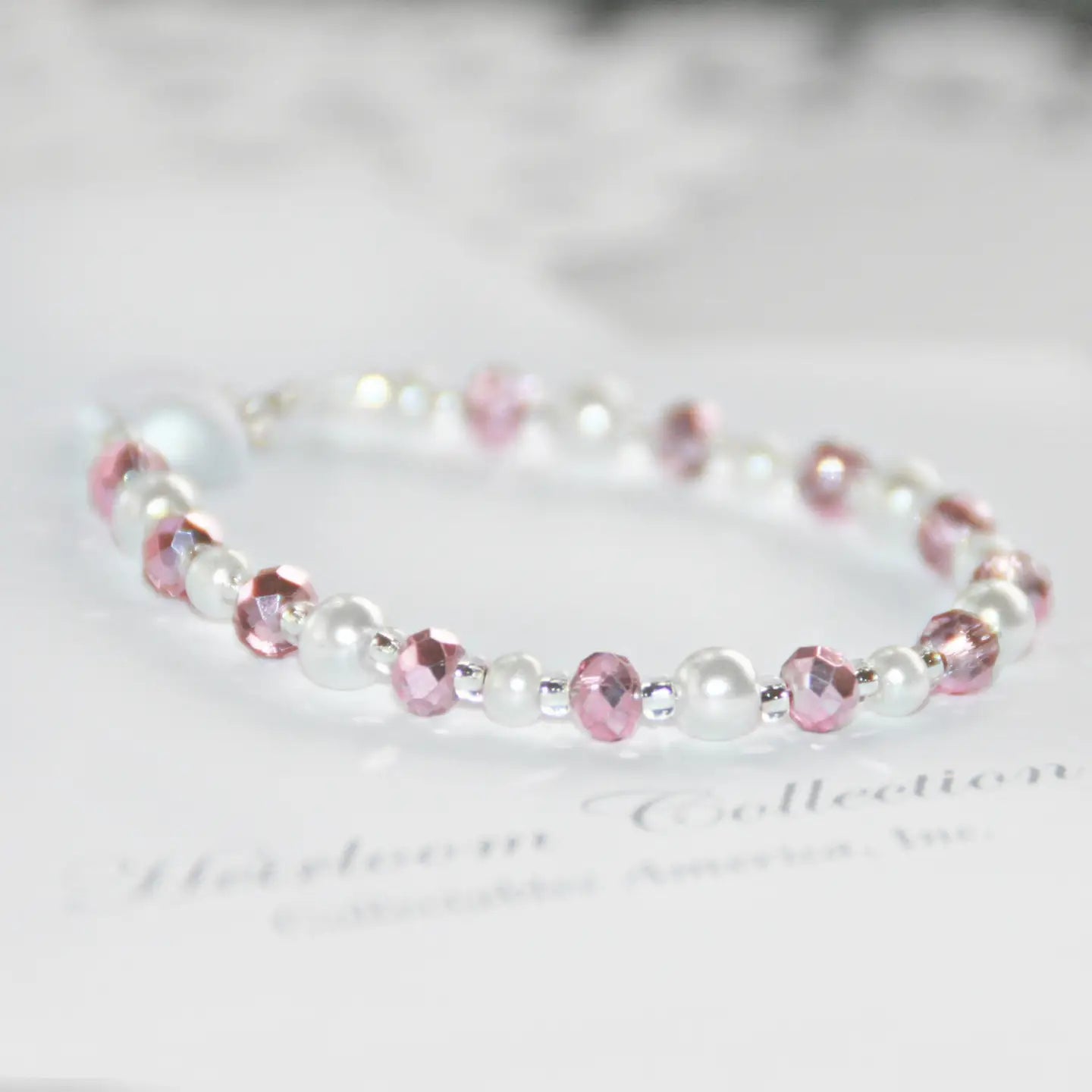 Twinkling Pink & Crystals Pretty Bracelet CJ-183