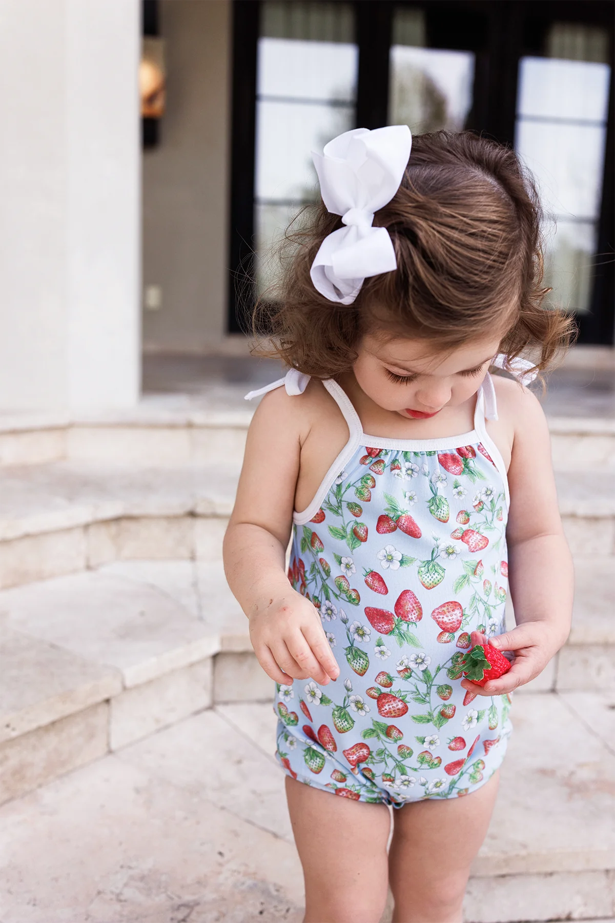 Strawberry Fields Shoulder-Tie Onesie