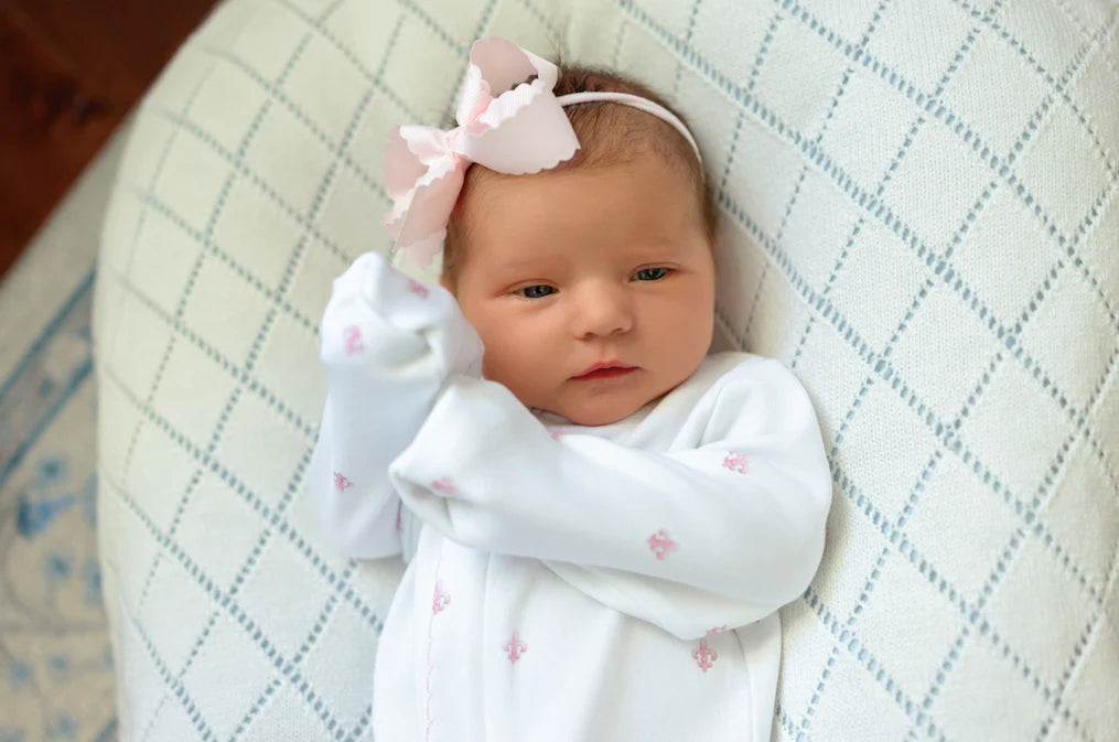 Fleur De Lis Footie Pajama-Pink