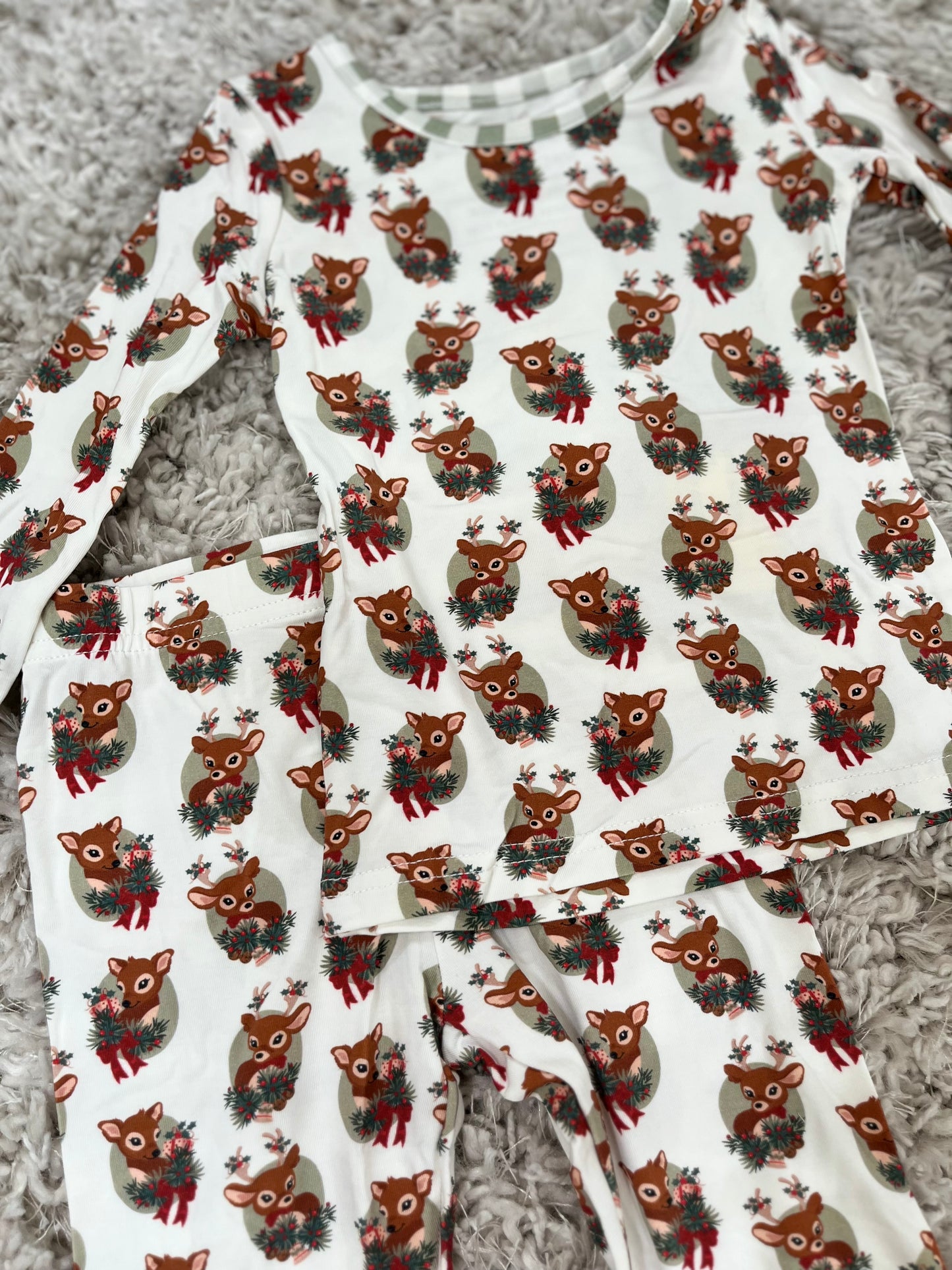 Bamboo Two Piece Pajamas Set - Reindeer