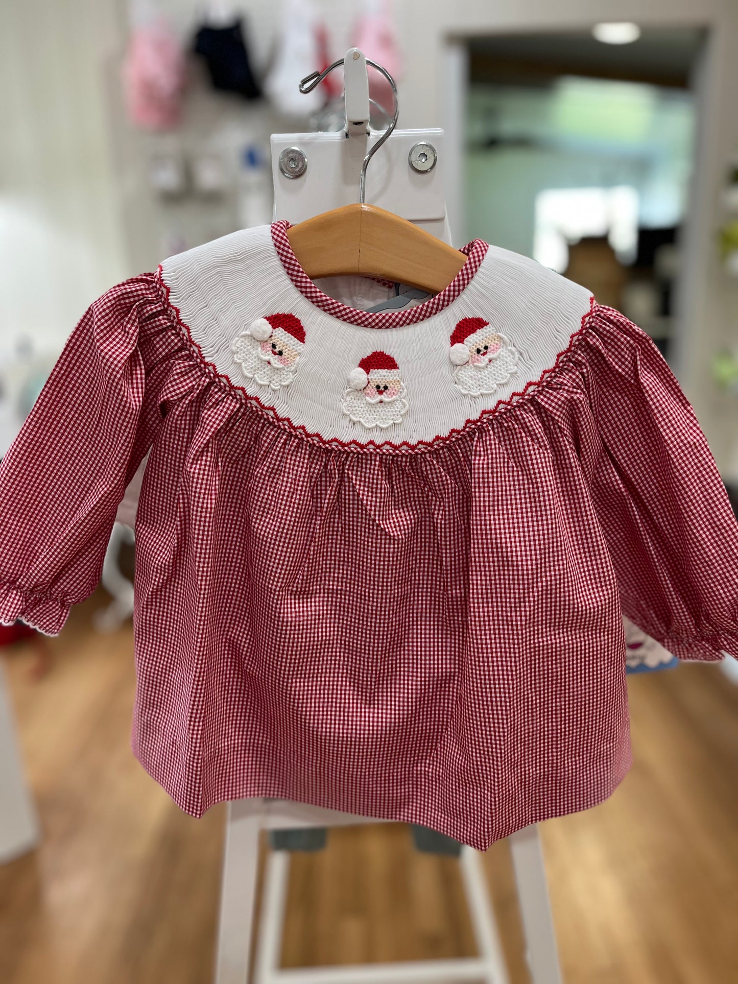 Santa Smocked Girls Bloomer Set