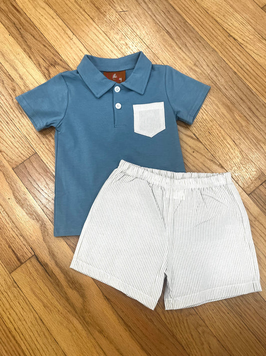 Blue & Khaki Myles Short Set