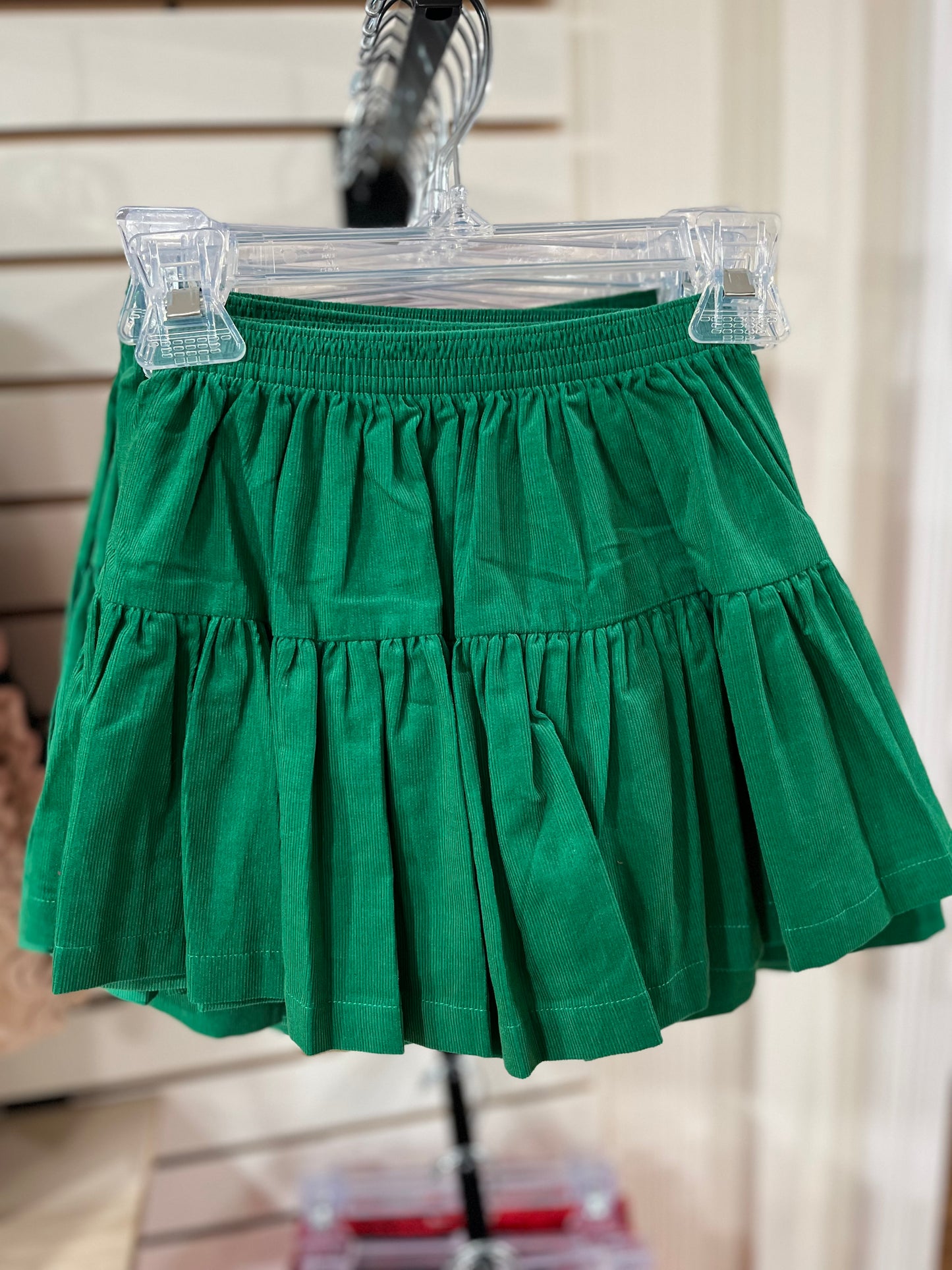 Green Cord Daphne Skirt