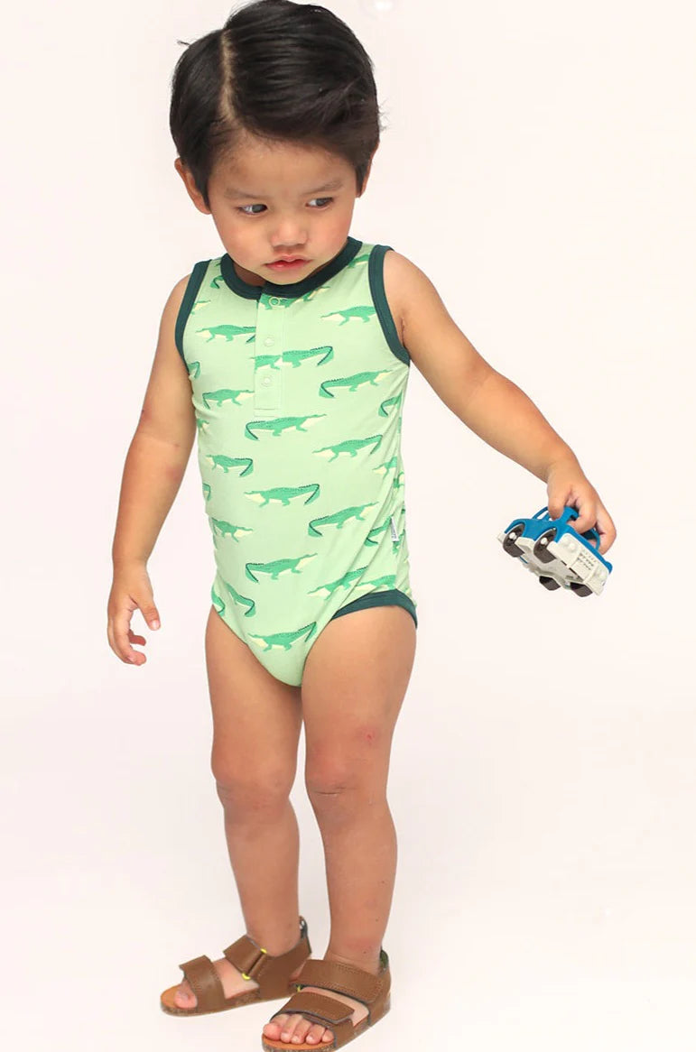 Alligator Bamboo Henley Onesie