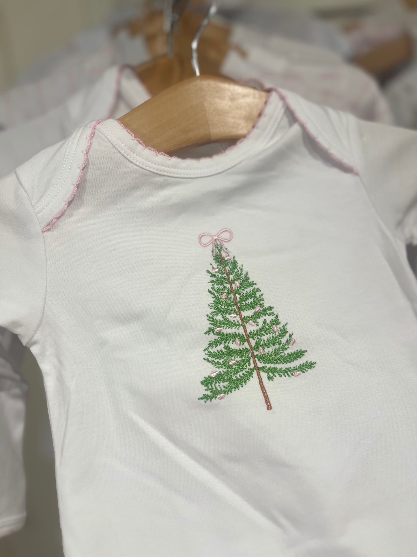 Christmas Tree Embroidery Gown-Pink