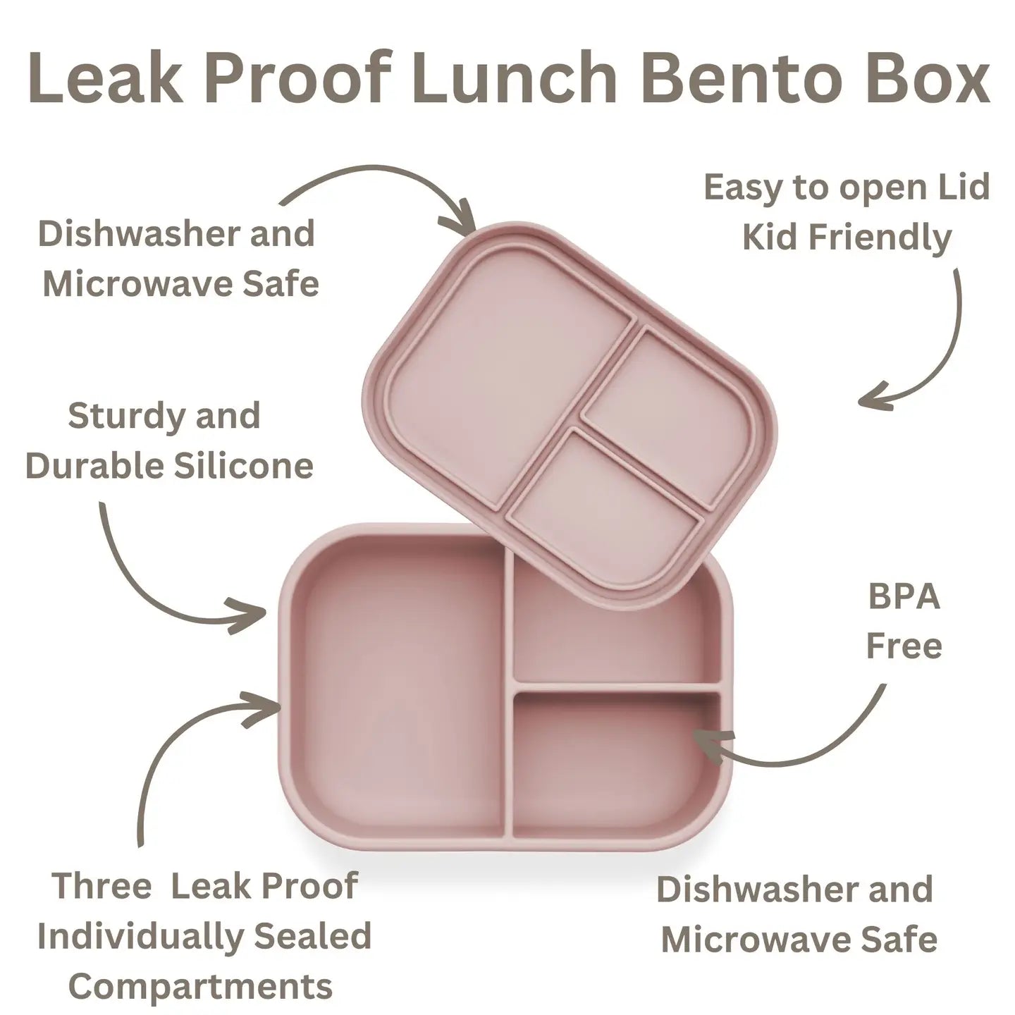 Ali+Oli Leakproof Silicone Bento Box (Rose)
