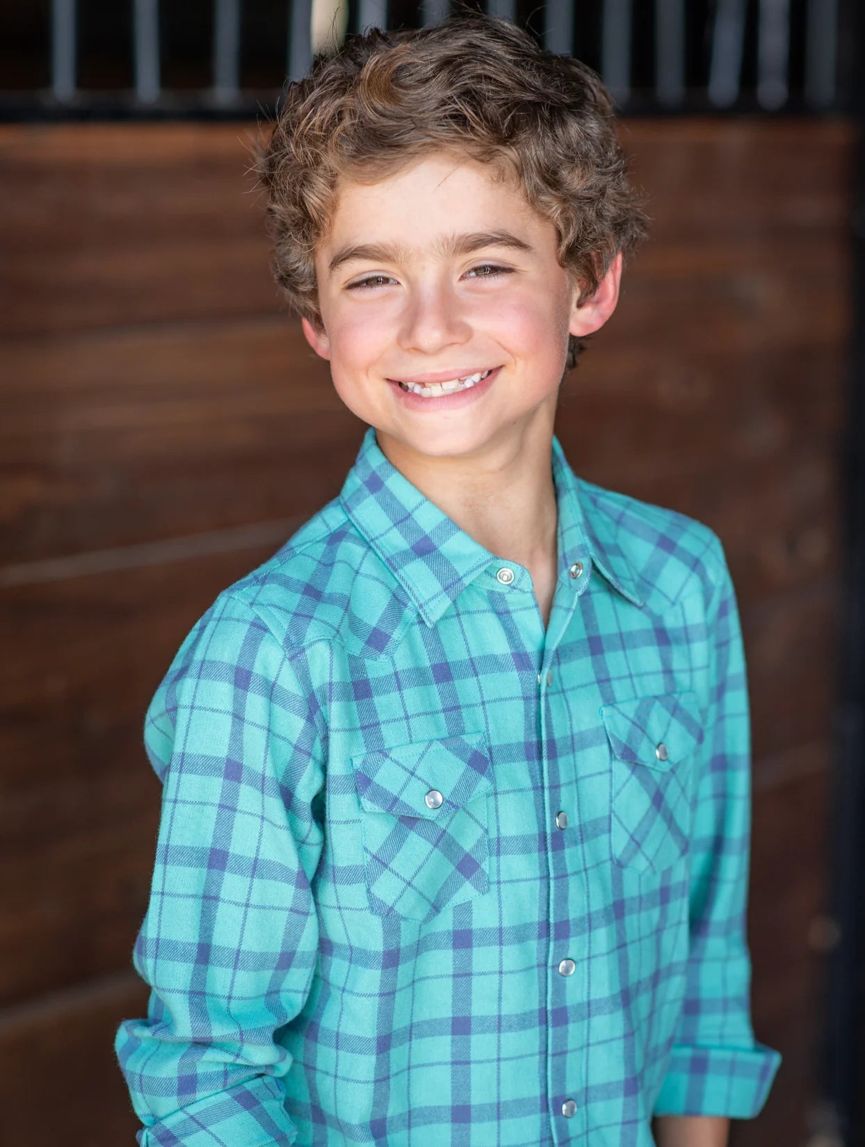 Blue & Green Plaid Flannel Pearl Snap Shirt