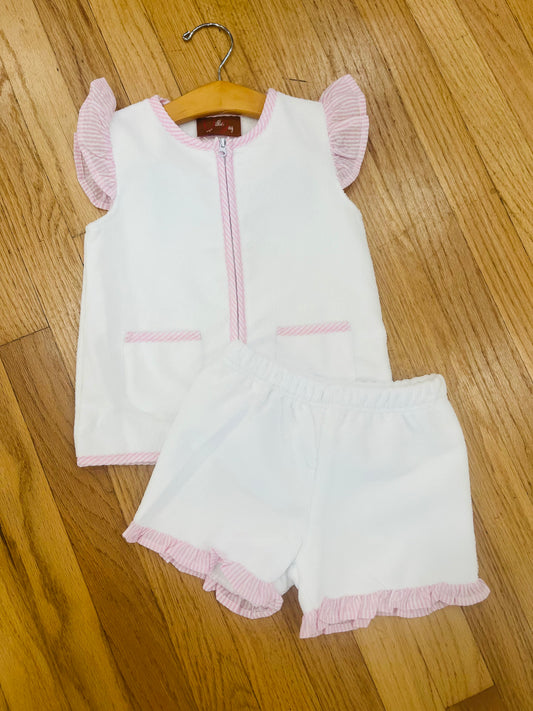 Girls Terry Short Set - Pink