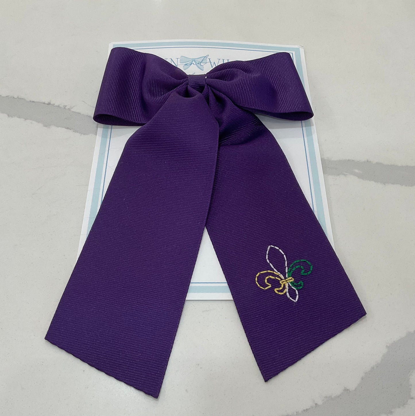 Fleur De Lis Bow Large-Dark Purple