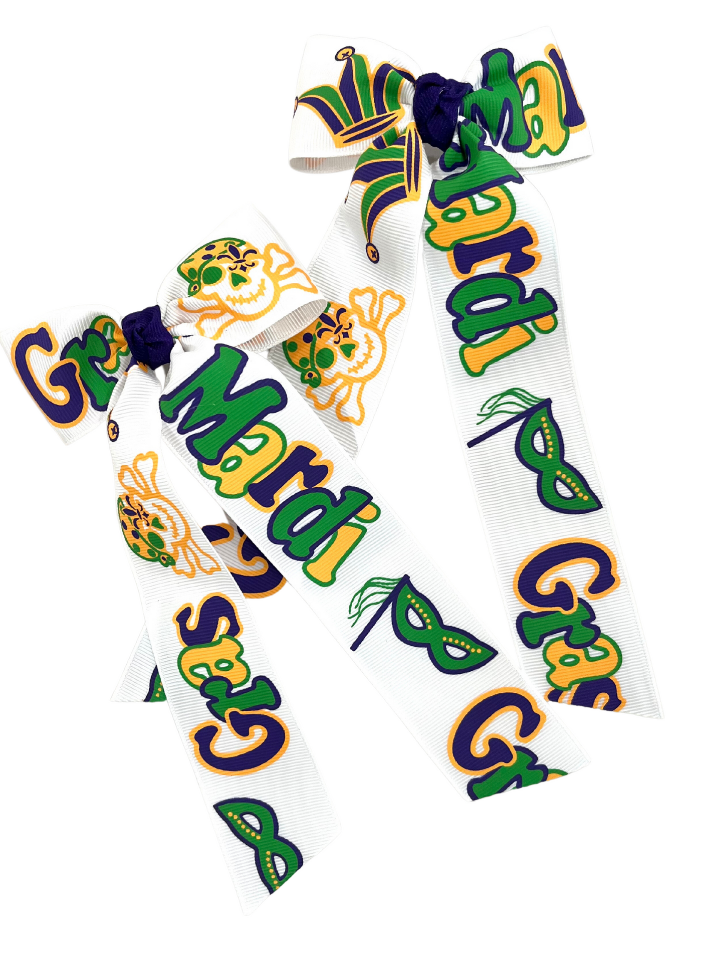 4.5" Mardi Gras Flat Bow w/ 7" Streamers