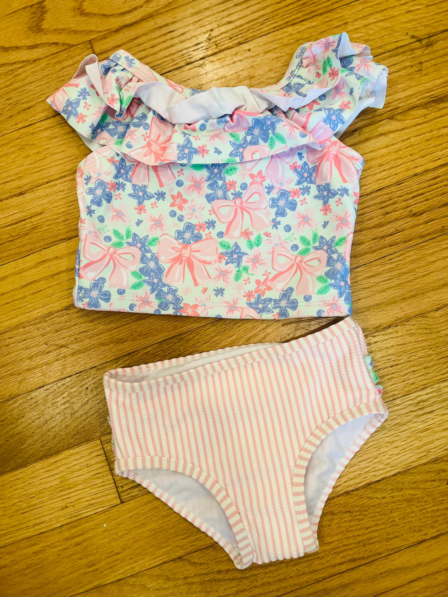 Bow Blooms Ruffle Tankini 2-Piece Swimsuit