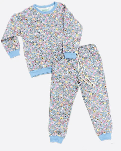 Blue Floral Jogger Set