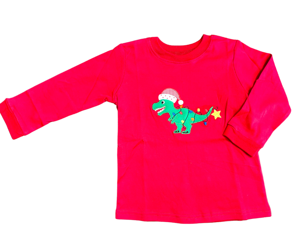Red LS - Dinosaur Santa