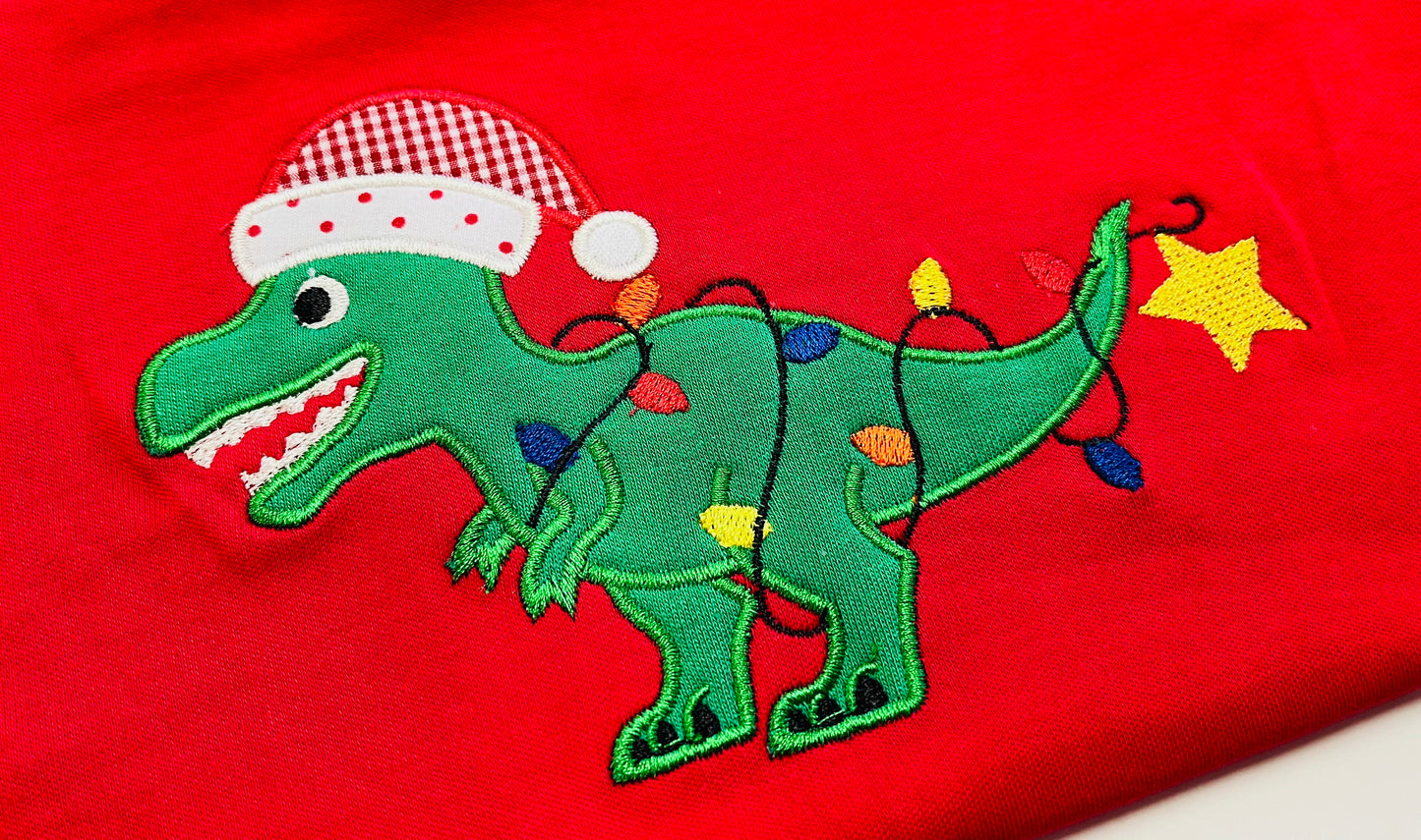 Red LS - Dinosaur Santa
