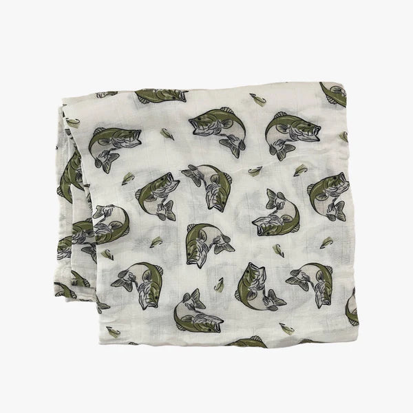 Muslin Swaddle- Bass Fish