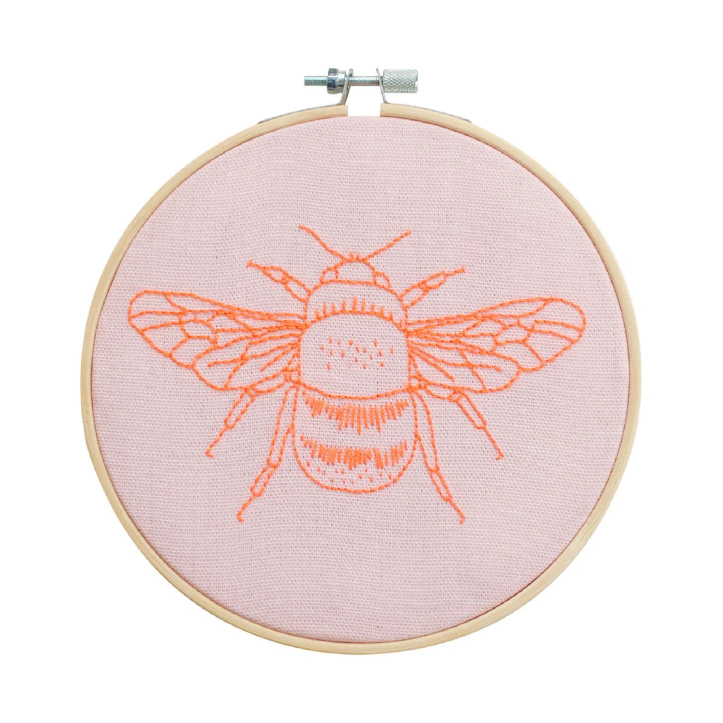 Bee Embroidery Hoop Kit- Blush Pink