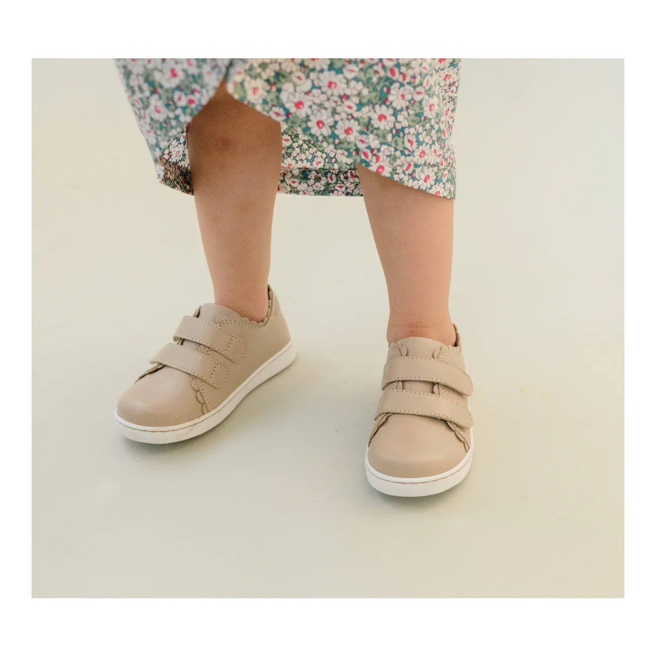 Caroline Scalloped Sneaker Almond