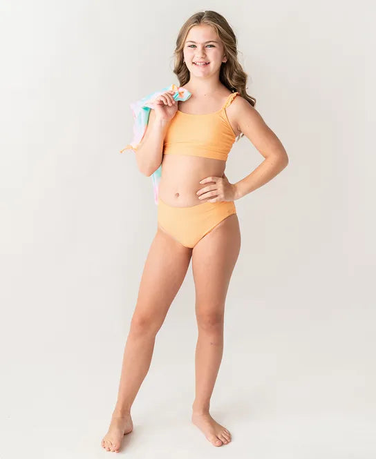 Rainbow Tie Dye Cropped LS Rash Guard 3 Pc