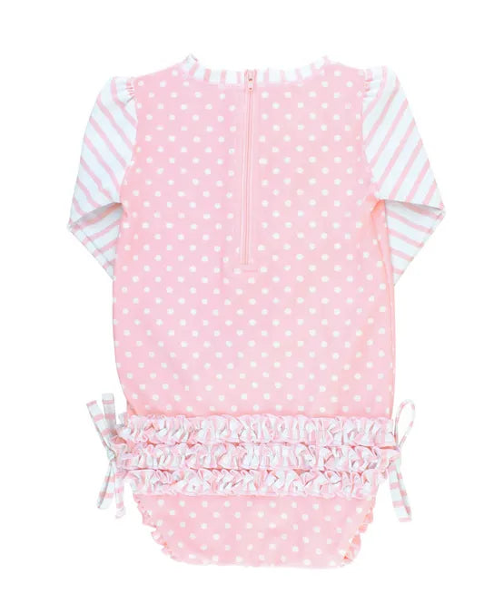 Pink Polka Dot LS 1-Piece Rashguard