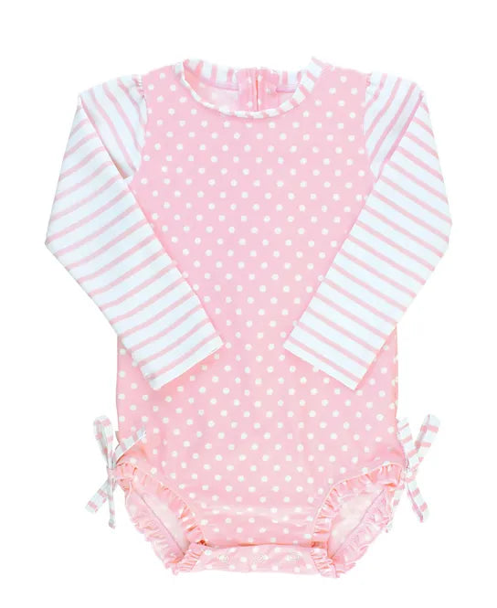 Pink Polka Dot LS 1-Piece Rashguard