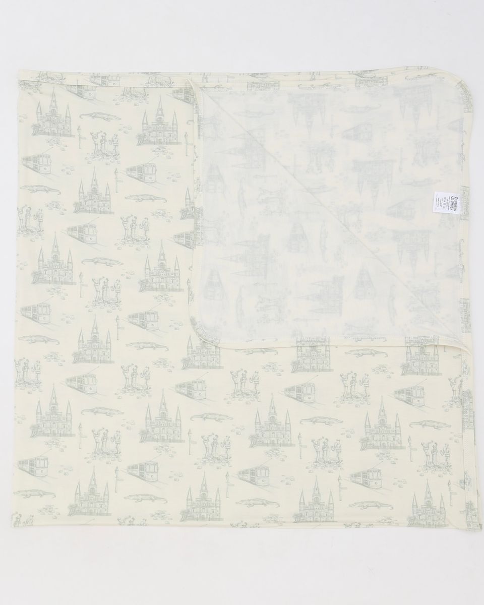 Sage Toile Swaddle Blanket