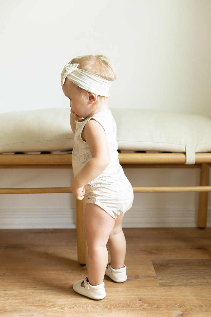 Sage Toile Bamboo Henley Onesie