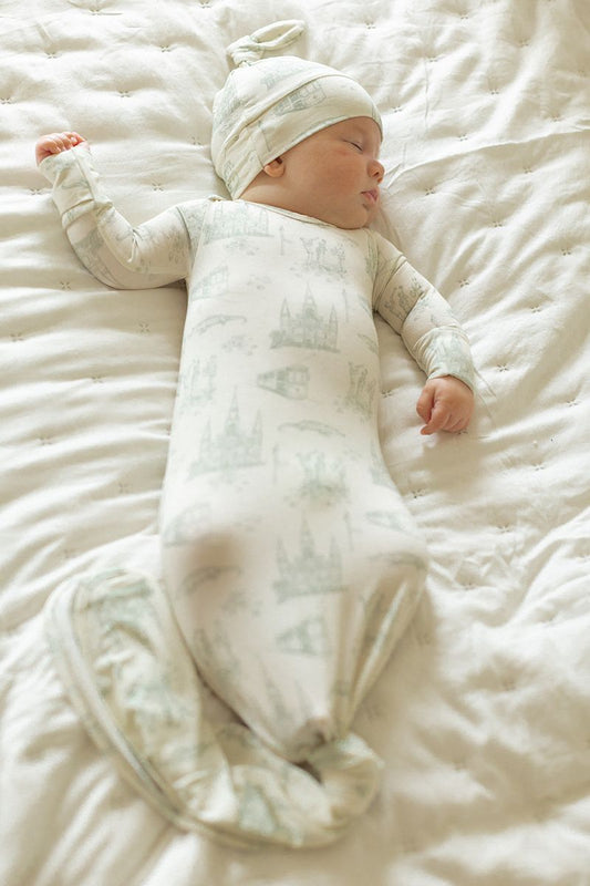 Sage Toile Bamboo Knotted Gown