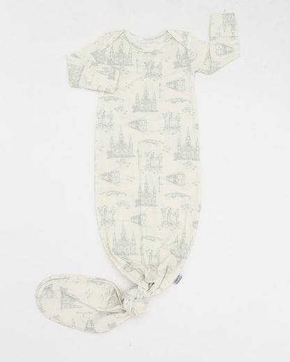 Sage Toile Bamboo Knotted Gown