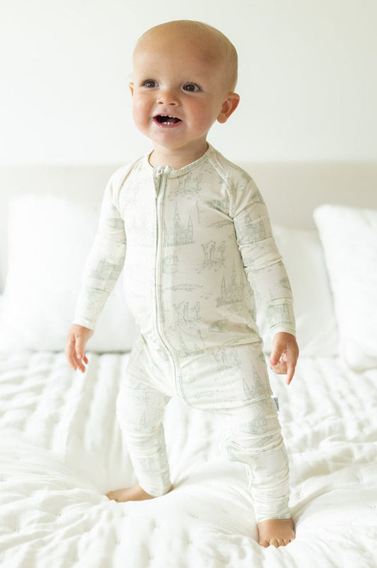 Sage Toile Double Zipper Bamboo PJ