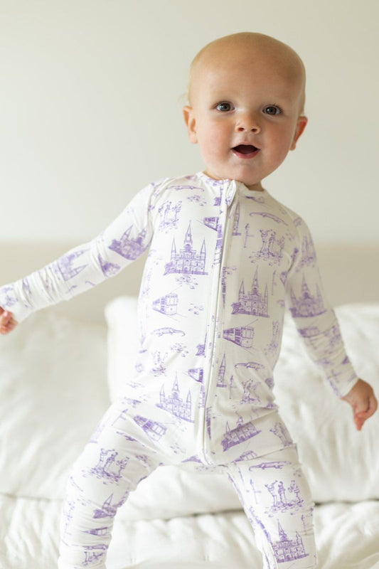 Lavender Toile Double Zipper PJ's