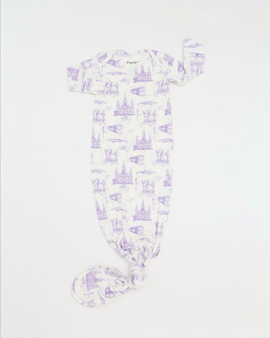 Lavender Toile Knotted Gown