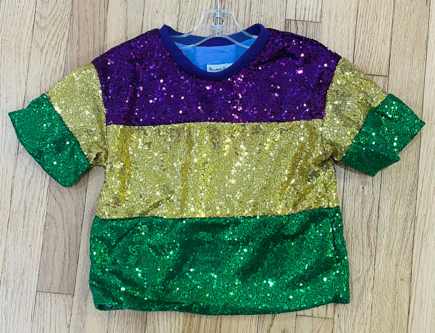 Sequins Mardi Gras Color Block Top