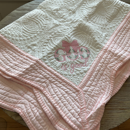 Baby Quilt - Pink God is Good