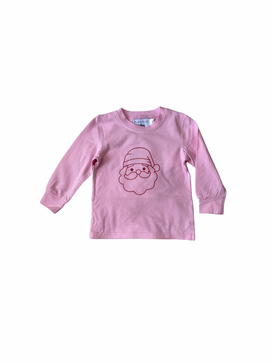 Long Sleeve Pink Santa Shirt