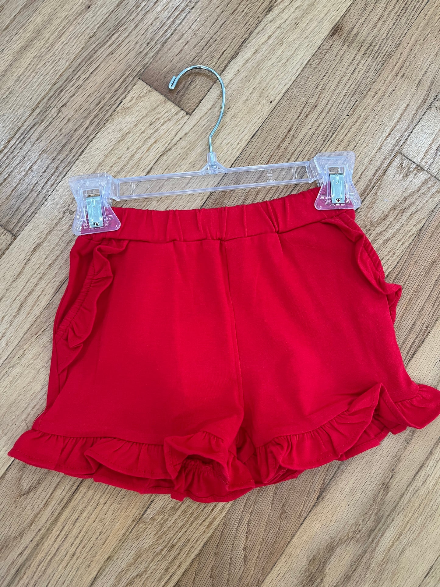 Red Ruffle Knit Shorts