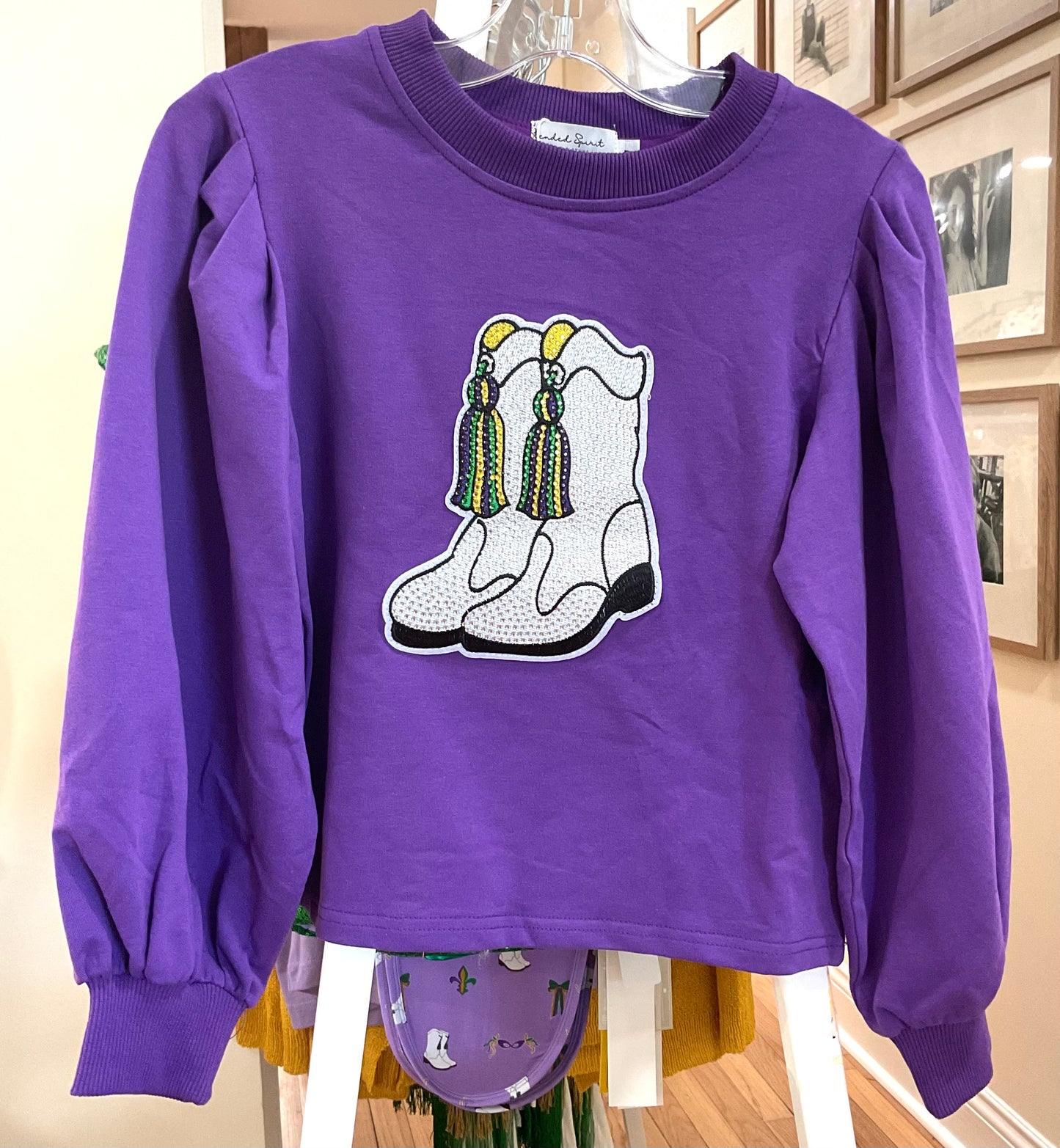 Patch Sweatshirt w/Puff Sleeve - Marching Boots