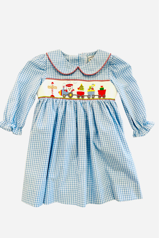 Christmas Train Smocked Dress