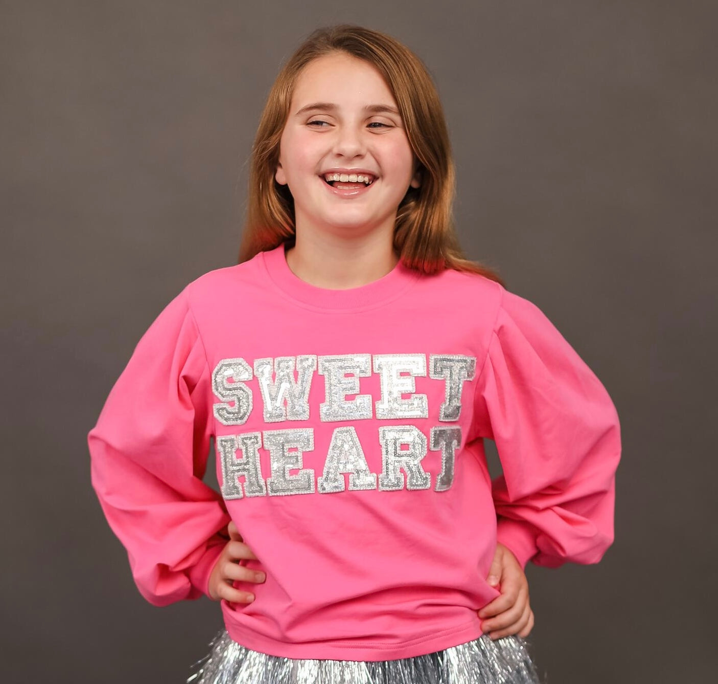 Patch Sweatshirt w/Puff Sleeve - SweetHeart