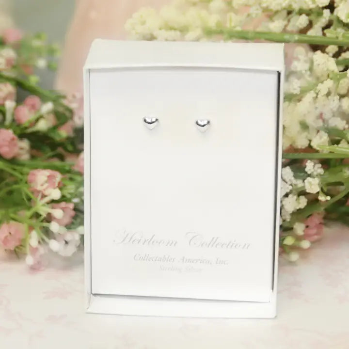 Sterling Silver Tiny Puff Heart Earrings STG-279